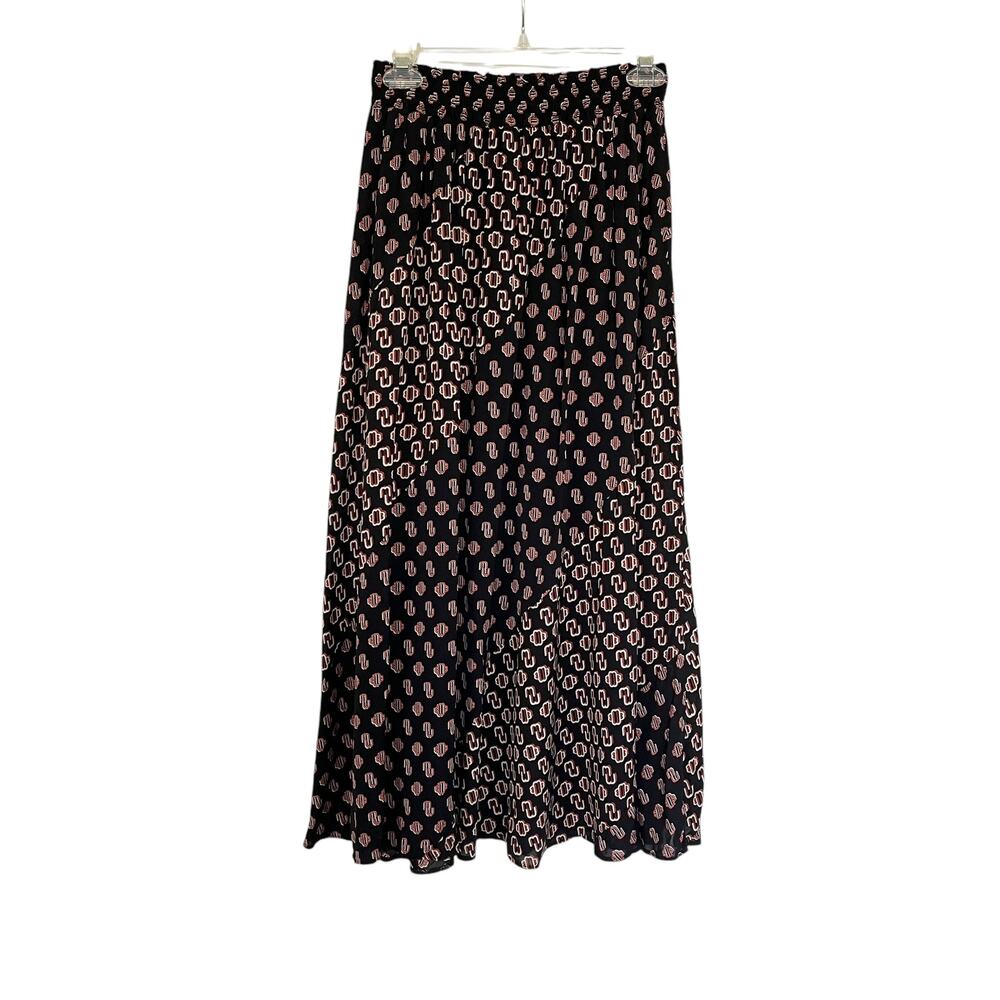 Maje Geometric Scarf Print Black Patchwork Pull-On Maxi Skirt Size 40/ US 12